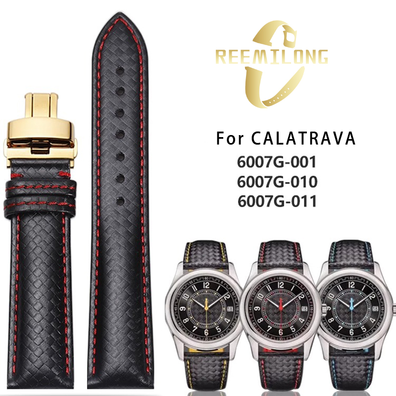 Patek Philippe Watch Calatrava - Carbon fiber lines cowhide watch strap