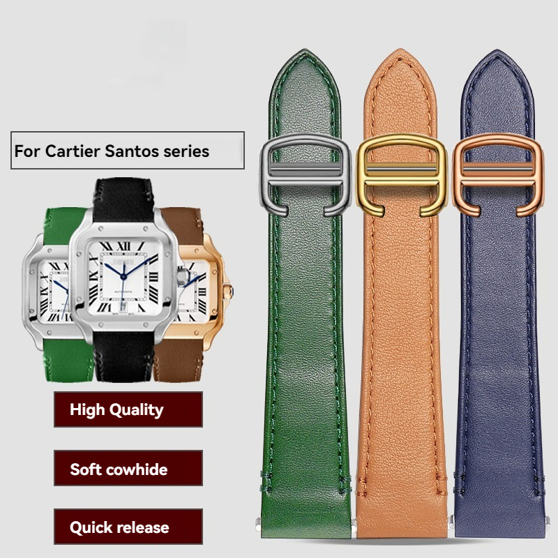 Cartier Watch Santos - 19mm 21mm Leather Watchband for Cartier