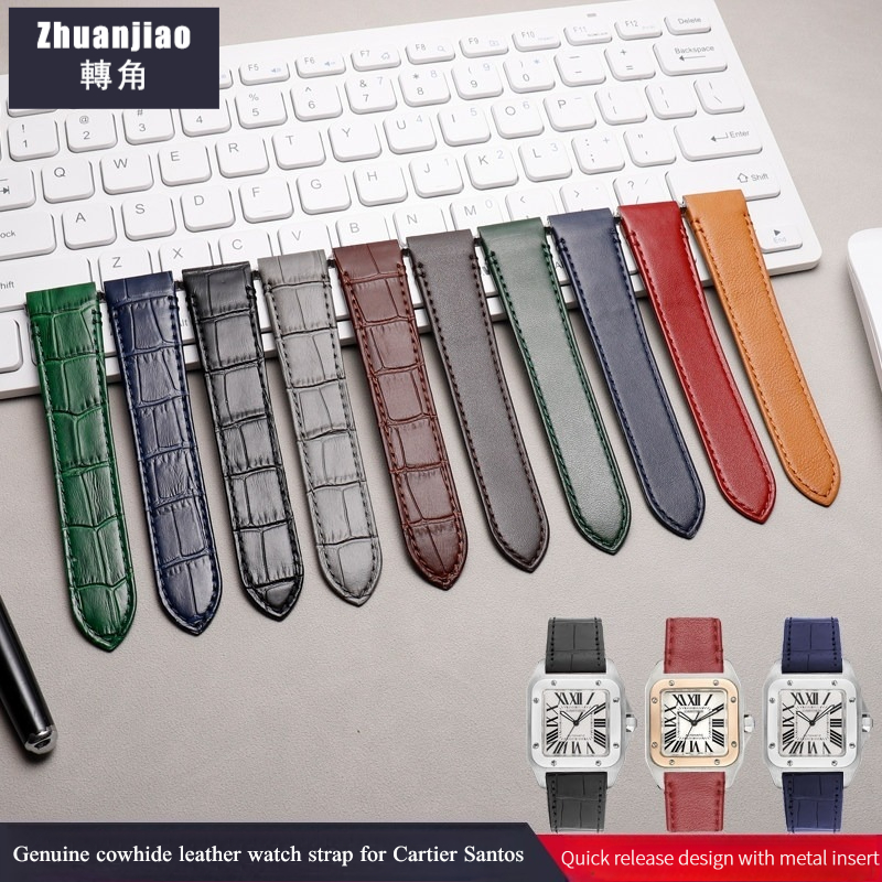 High Quality Cowhide Leather W - Cartier Watch Santos review and price